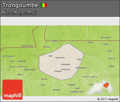Shaded Relief 3D Map of Trongoumbe, physical outside