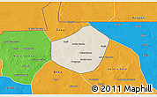 Shaded Relief 3D Map of Trongoumbe, political outside
