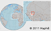 Gray Location Map of Trongoumbe, highlighted parent region, highlighted grandparent region, within the entire country, hill shading