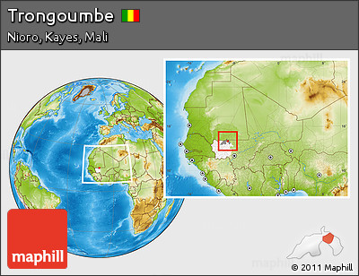 Physical Location Map of Trongoumbe, highlighted parent region, highlighted grandparent region, within the entire country