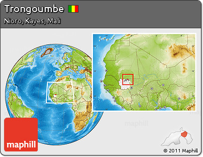 Physical Location Map of Trongoumbe, highlighted parent region, highlighted grandparent region, within the entire country