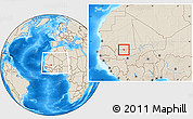 Shaded Relief Location Map of Trongoumbe, within the entire country