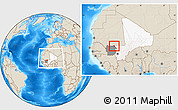 Shaded Relief Location Map of Trongoumbe, highlighted country, highlighted grandparent region, within the entire country