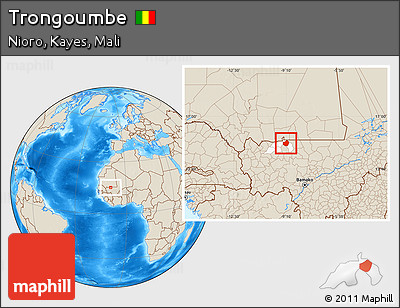Shaded Relief Location Map of Trongoumbe, highlighted parent region