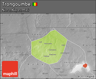 Physical Map of Trongoumbe, desaturated