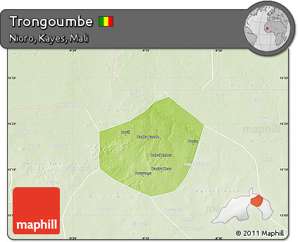 Physical Map of Trongoumbe, lighten