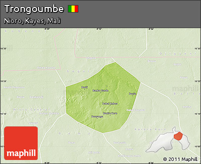 Physical Map of Trongoumbe, lighten