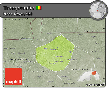 Physical Map of Trongoumbe, semi-desaturated