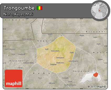 Satellite Map of Trongoumbe, semi-desaturated