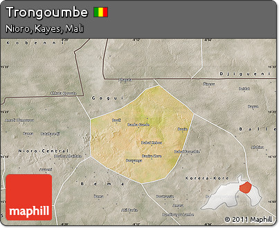 Satellite Map of Trongoumbe, semi-desaturated
