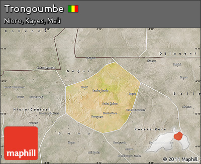 Satellite Map of Trongoumbe, semi-desaturated