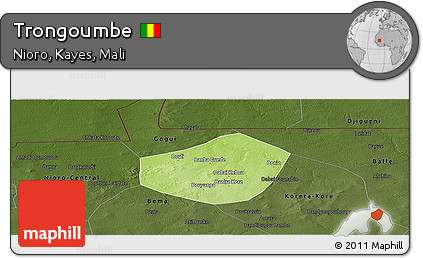 Physical Panoramic Map of Trongoumbe, darken