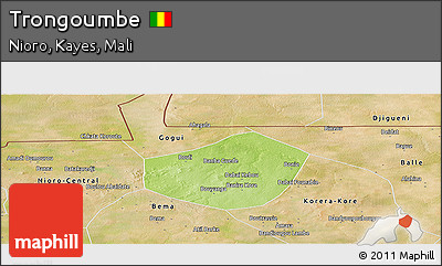 Physical Panoramic Map of Trongoumbe, satellite outside