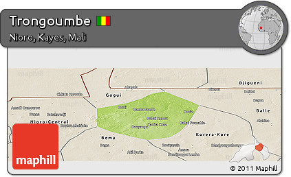 Physical Panoramic Map of Trongoumbe, shaded relief outside