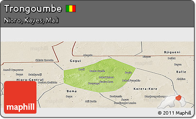 Physical Panoramic Map of Trongoumbe, shaded relief outside