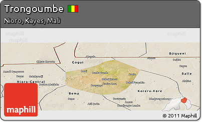 Satellite Panoramic Map of Trongoumbe, shaded relief outside