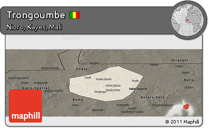 Shaded Relief Panoramic Map of Trongoumbe, darken