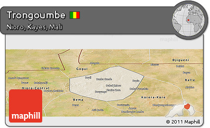 Shaded Relief Panoramic Map of Trongoumbe, satellite outside