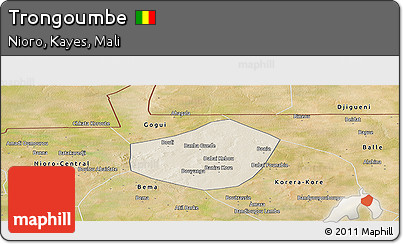 Shaded Relief Panoramic Map of Trongoumbe, satellite outside