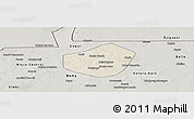 Shaded Relief Panoramic Map of Trongoumbe, semi-desaturated