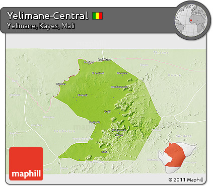 Physical 3D Map of Yelimane-Central, lighten
