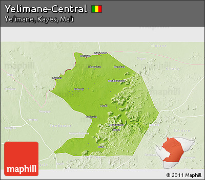 Physical 3D Map of Yelimane-Central, lighten