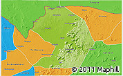 Physical 3D Map of Yelimane-Central, political outside