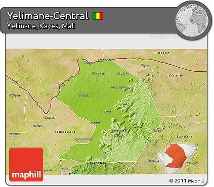 Physical 3D Map of Yelimane-Central, satellite outside