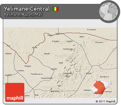 Shaded Relief 3D Map of Yelimane-Central