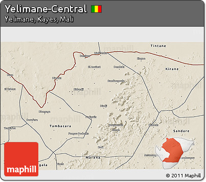 Shaded Relief 3D Map of Yelimane-Central