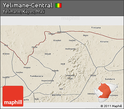 Shaded Relief 3D Map of Yelimane-Central