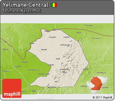 Shaded Relief 3D Map of Yelimane-Central, physical outside