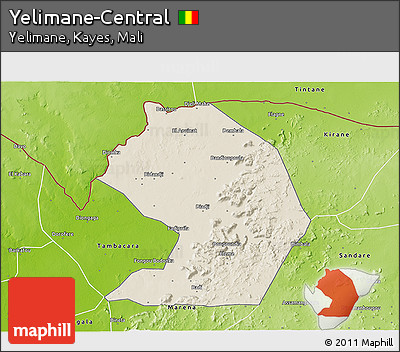 Shaded Relief 3D Map of Yelimane-Central, physical outside