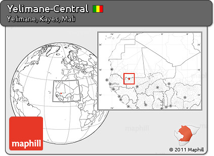 Blank Location Map of Yelimane-Central, highlighted parent region, within the entire country