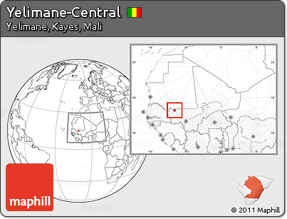 Blank Location Map of Yelimane-Central, highlighted parent region, within the entire country