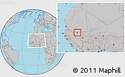 Gray Location Map of Yelimane-Central, within the entire country