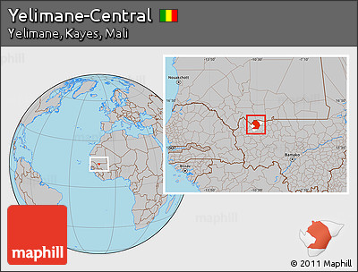 Gray Location Map of Yelimane-Central, highlighted parent region