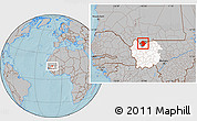 Gray Location Map of Yelimane-Central, highlighted parent region, highlighted grandparent region, hill shading