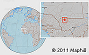 Gray Location Map of Yelimane-Central, highlighted parent region, hill shading