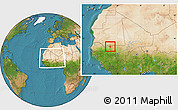 Satellite Location Map of Yelimane-Central, within the entire country