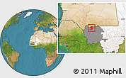 Satellite Location Map of Yelimane-Central, highlighted country, highlighted grandparent region