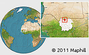 Satellite Location Map of Yelimane-Central, highlighted grandparent region
