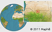 Satellite Location Map of Yelimane-Central, highlighted parent region