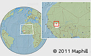 Savanna Style Location Map of Yelimane-Central, highlighted grandparent region, within the entire country, hill shading
