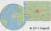 Savanna Style Location Map of Yelimane-Central, hill shading