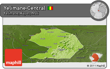 Physical Panoramic Map of Yelimane-Central, darken