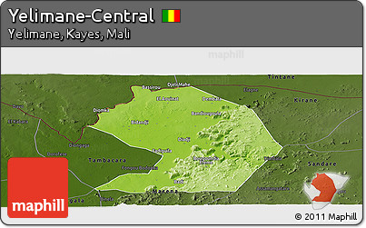 Physical Panoramic Map of Yelimane-Central, darken