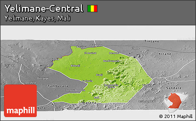Physical Panoramic Map of Yelimane-Central, desaturated
