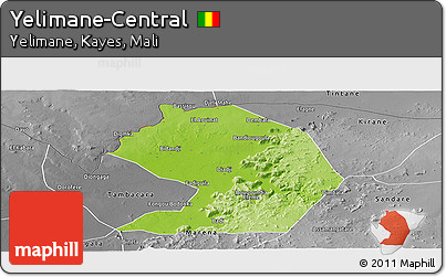 Physical Panoramic Map of Yelimane-Central, desaturated