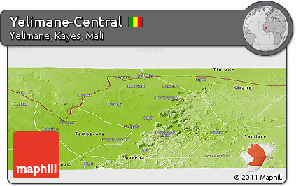 Physical Panoramic Map of Yelimane-Central